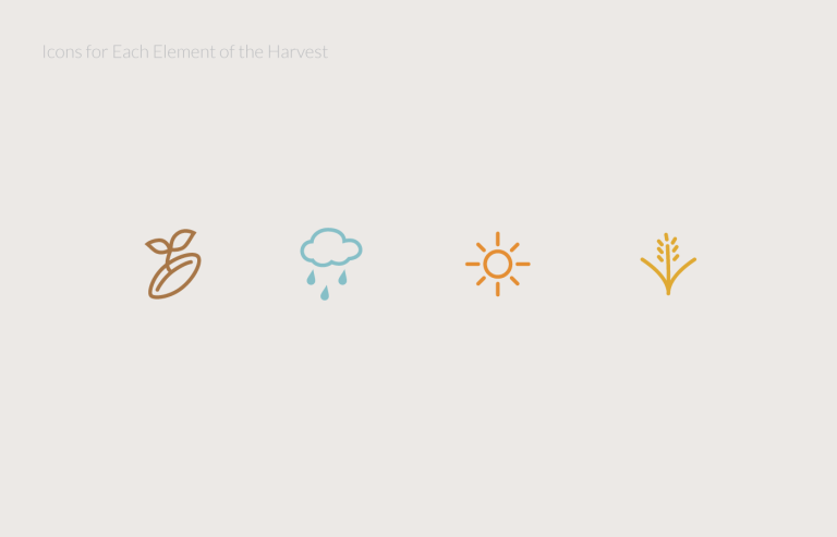 Harvest Haus sun rain yield seed graphic design icons